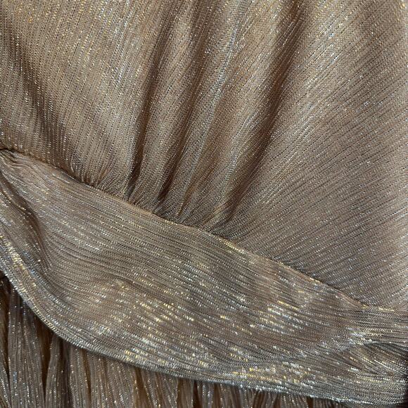 Faux Wrap Shimmer Peplum Blouse Womens 1X Rose Gold Glitter Top Dressy Holiday - Picture 4 of 12